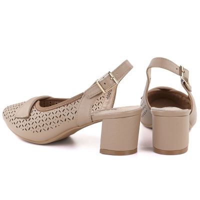 4. Women's openwork pumps with a strap, beige Jezzi ASA212-8