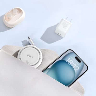 7. Baseus Free2Draw Mini USB-C - USB-C 100W 1m retractable cable - white