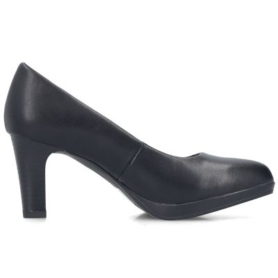 2. Rieker 41560-01 black leather pumps with a block heel