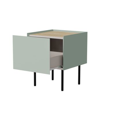 2. Bedside table 2 pcs FELLINI 40x41x60 olive + oiled oak top