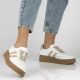 14. Women's leather suede platform shoes, white Filippo DP6776