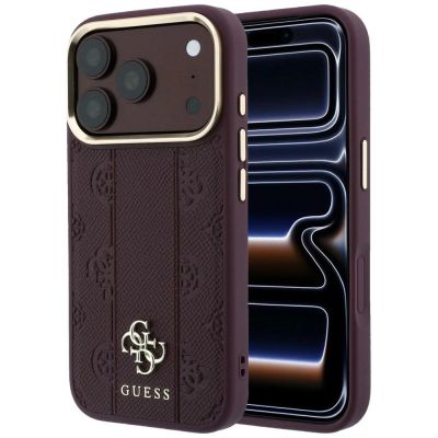 Guess Stripe Peony 4G Logo MagSafe Case for iPhone 18 Pro / 17 Pro - Burgundy