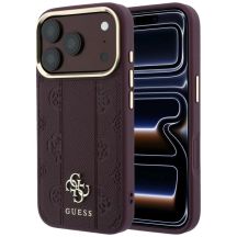 Guess Stripe Peony 4G Logo MagSafe Case for iPhone 18 Pro / 17 Pro - Burgundy