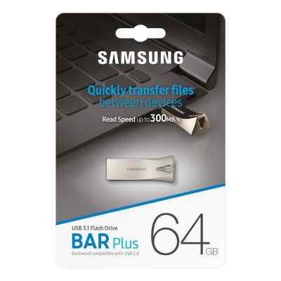 9. SAMSUNG FLASH BAR Plus 64GB MUF-64BE3/APC SILVER