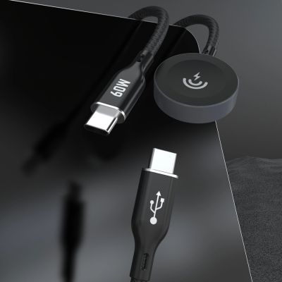 2. Dudao A12MaxC PD60W 2-in-1 Charger for Apple Watch / USB-C 1.2m - Black