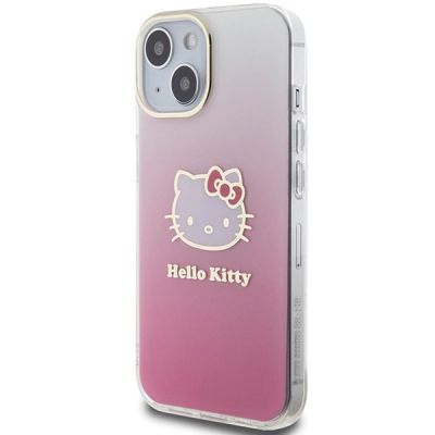 2. Hello Kitty IML Gradient Electrop Kitty Head case for iPhone 15 - pink