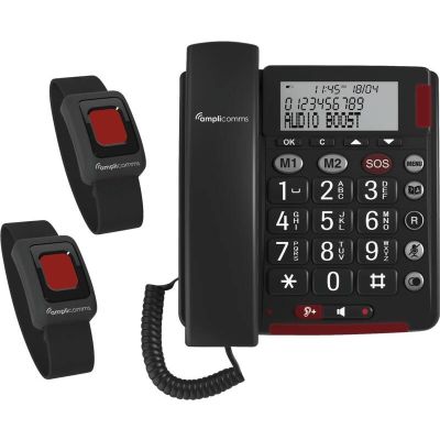 6. Amplicomms BigTel 50 Plus Phone with Emergency Bracelet Duo Dark Gray