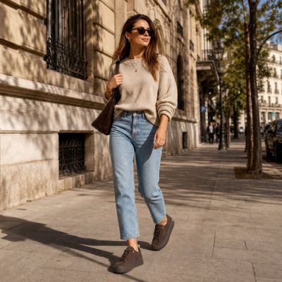 11. Women's leather platform sneakers, brown, Filippo DP3533