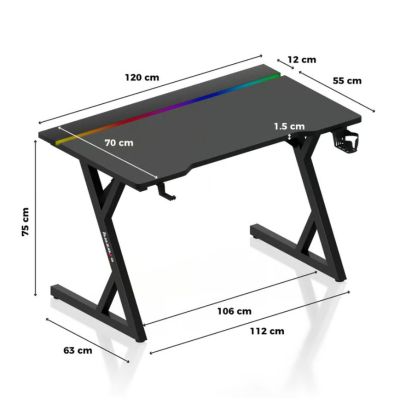 9. Huzaro Hero 2.4 RGB Black Gaming Desk