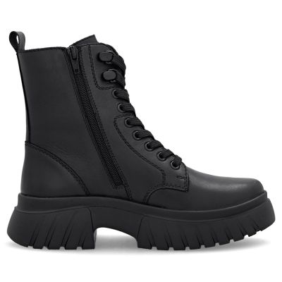 2. Women's leather ankle boots with thick soles, black Rieker W1870-02
