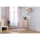 16. GYMNASTIC WOODEN AND METAL WALL BAR WITH 4 HANDLES WITH A WOODEN BAR BENCHK 211W