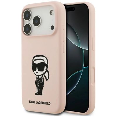 Karl Lagerfeld Silicone Karl Sketch & Logo MagSafe Case for iPhone 17 Pro Max - Pink