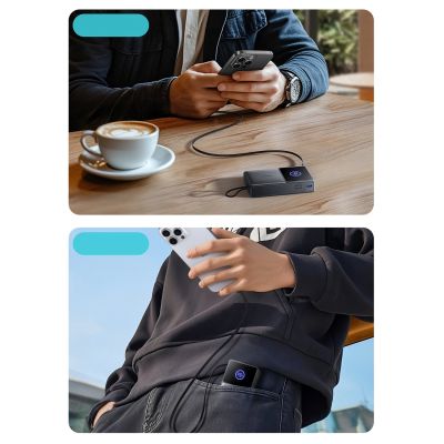 13. Joyroom JR-PR1 10000mAh 22.5W Powerbank with Built-in Retractable USB-C Cable - Black