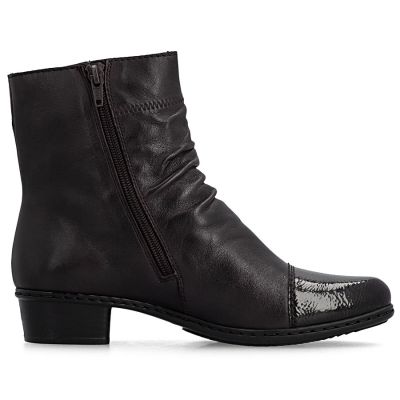 2. Women's leather ankle boots with heels, brown, insulated, Rieker Y0773-25