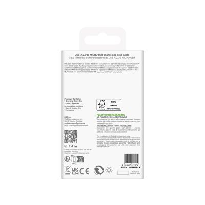 3. Puro 12W TPE USB-A - microUSB 2m Cable - Black