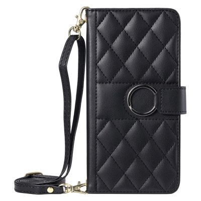 10. Samsung Galaxy A37 5G Leather Wallet Case with Stand and Shoulder Strap - Black