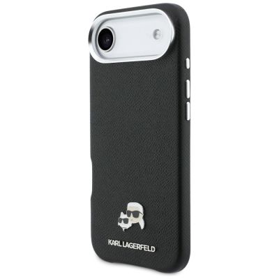 2. Karl Lagerfeld Karl & Choupette Head Pins Saffiano MagSafe Case for iPhone Air - Black