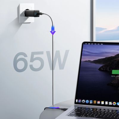 11. Joyroom JR-TG10 65W GaN 2x USB-C + USB-A wall charger with 100W USB-C - USB-C 1.2m cable - black