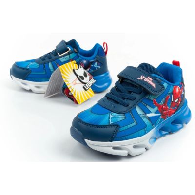 8. Leomil children's sports shoes Spiderman sneakers lightweight with velcro LED blue