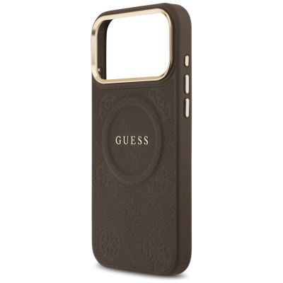 6. Guess Peony Hot Stamp MagSafe Case for iPhone 17 Pro Max - Brown