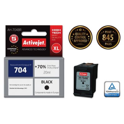 2. Activejet AH-704BR Ink (replaces HP 704 CN692AE; Premium; 20 ml; black)