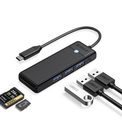 9. Orico PAPW3AT-C3 USB Hub 4-port 3x USB-A 3.0 with microSD/SD card reader 1 m - black