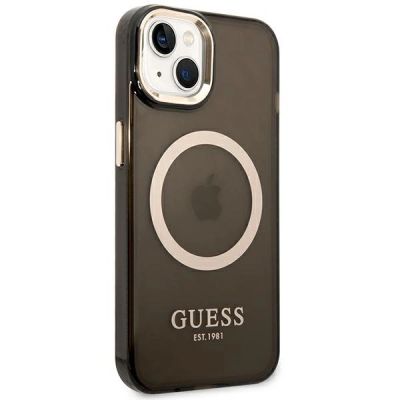4. Guess GUHMP14MHTCMK iPhone 14 Plus 6.7" black/black hard case Gold Outline Translucent MagSafe