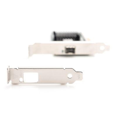 11. Single 10Gbps fiber optic port (SFP+) on PCI Express card, chipset: Intel JL82599EN