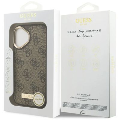 8. Guess 4G Logo Plate MagSafe case for iPhone 17 - brown