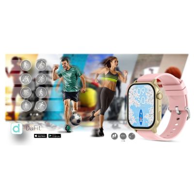 16. Smartwatch Gravity GT15-7 Pink Silicone Strap + Gold Bracelet