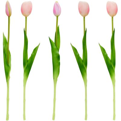 11. BOUQUET OF 5 LIGHT PINK TULIPS 39 CM LIKE LIFE SPRING DECORATION