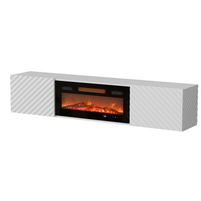 5. LARA TV cabinet 183x35x37 white matt + black fireplace