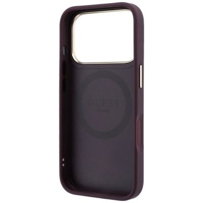 7. Guess Stripe Peony 4G Logo MagSafe Case for iPhone 18 Pro / 17 Pro - Burgundy
