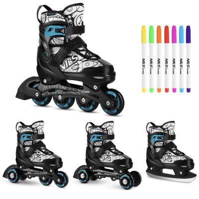 4. NH10907 4in1 ROLLER SKATES WITH EXTENDED HOCKEY BLADES TINTY GREEN SIZE M (35-38) NILS EXTREME