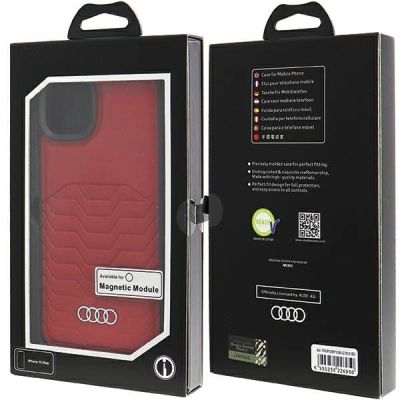 7. Audi Synthetic Leather Case with MagSafe for iPhone 15 Plus / 14 Plus - Red