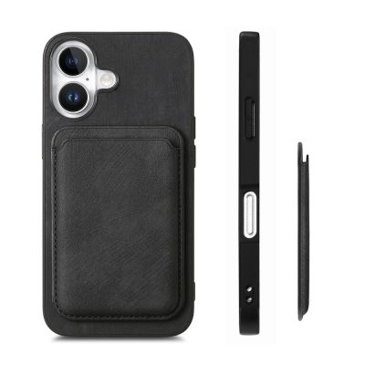 5. Synthetic Leather iPhone 17 Case with Detachable MagSafe Compatible Card Holder - Black