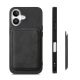 5. Synthetic Leather iPhone 17 Case with Detachable MagSafe Compatible Card Holder - Black