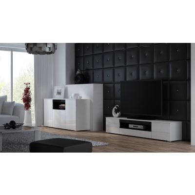 4. TV cabinet VIVA 180 white/glossy white+black