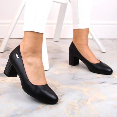 30. Sergio Leone W SK314A black decorative block heel pumps
