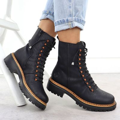 5. Women's black worker boots Rieker 72653-00
