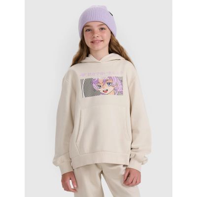 Girls' sweatshirt with hood, open, 4F 4FJRAW25TSWSF2294-11S