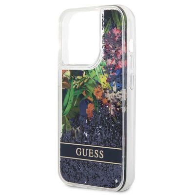 6. Guess GUHCP14LLFLSB iPhone 14 Pro 6.1 "blue / blue hardcase Flower Liquid Glitter
