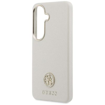 6. Guess Rhinestone Round Logo MagSafe Case for Samsung Galaxy S26+ - Beige