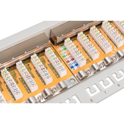 6. Digitus Patch Panel 19'' 24x RJ45, LSA level, cat.6, shielded, 1U, gray, cable guide