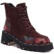 Women’s burgundy leather ankle boots with flowers Artiker 59C0248