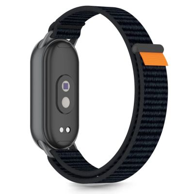 2. Tech-Protect Nylon Pro Strap for Xiaomi Smart Band 8/9/10/NFC - Black and Orange