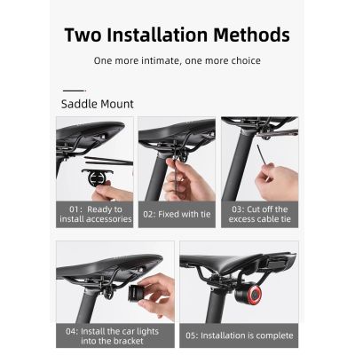 16. Rockbros Q3 Rear Bike Light with Smart Stop System - Black