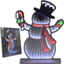 MIRROR DECORATION WITH LED DIODES INFINITY MIRROR EFFECT SNOWMAN