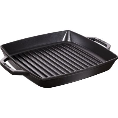 STAUB Square Cast Iron Grill Pan with Two Handles 40511-683-0 - Black 28 cm
