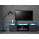 4. EVA TV cabinet with electric fireplace 180x40x52 graphite/glossy graphite